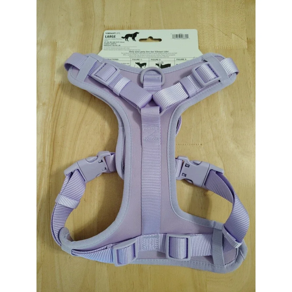 Vibrant Life Comfort Dog Harness Size Large Lavender No Pull Design New 50-90 Lb